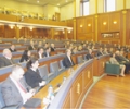 Nga mbledhja solemne e Parlamentit të Republikës së Kosovës, me rastin e vizitës së kryeparlamentarit kroat, Bebiq